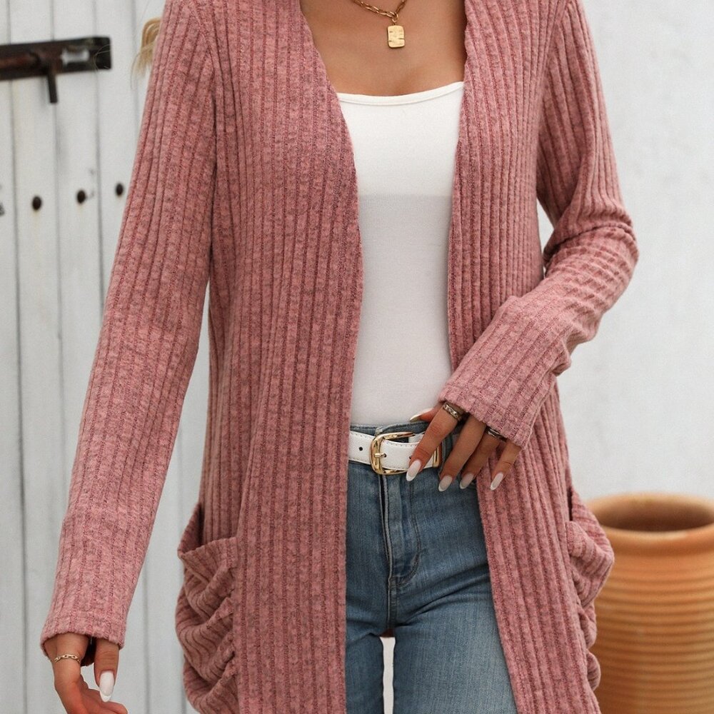 Mandy Open Front Long Sleeve Ribbed Cardigan - Picture 4 of 4